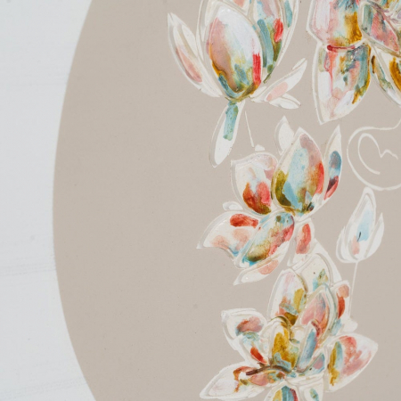 Set 2 tablouri pictate manual boho – chipuri feminine cu flori colorate pe fundal crem [7]