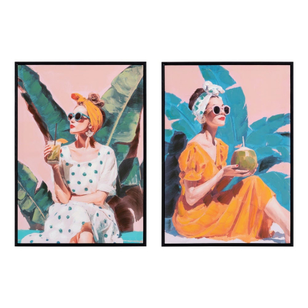 Decor tematic - Set 2 tablouri pop-art cocktailuri tropicale