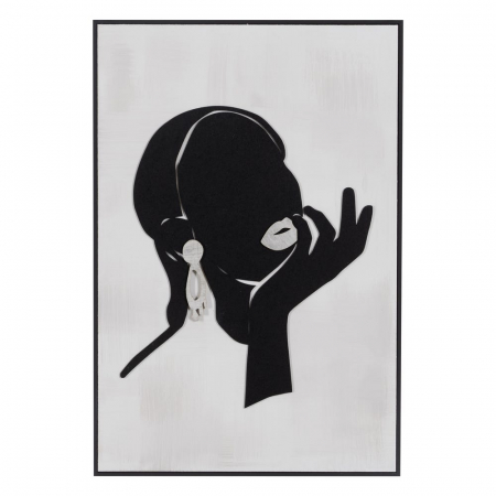 Set tablouri lemn relief siluete feminine alb-negru 40x60 [1]