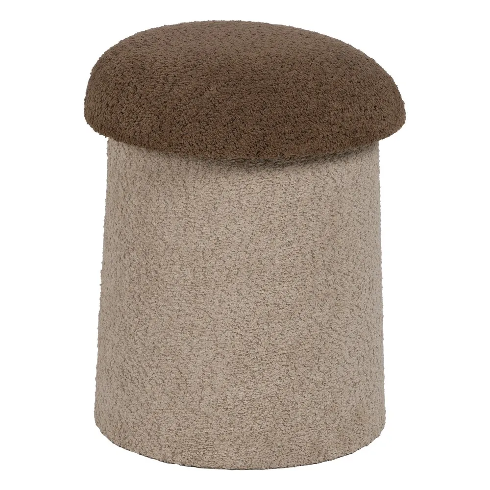Set 2 Taburete Rotunde Maro și Bej - Stofă Tip Bucle | Creativdeco.ro [2]