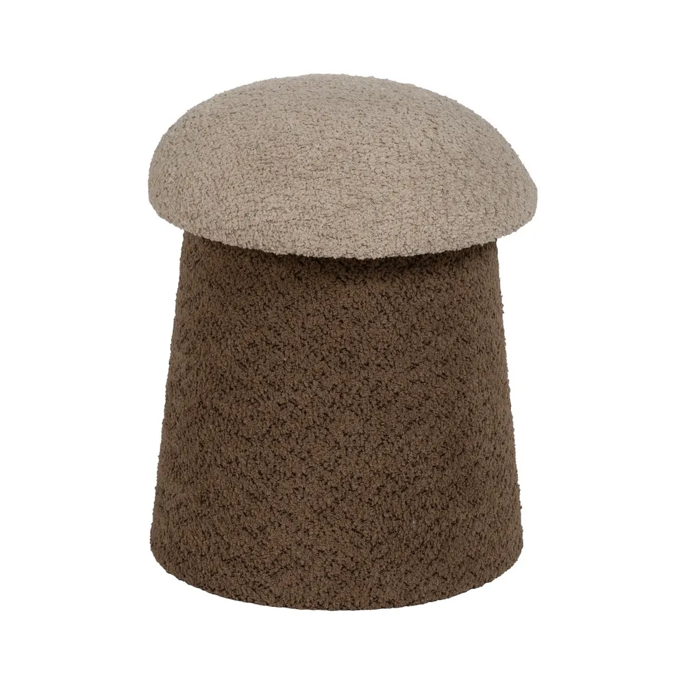 Set 2 Taburete Rotunde Maro și Bej - Stofă Tip Bucle | Creativdeco.ro [3]