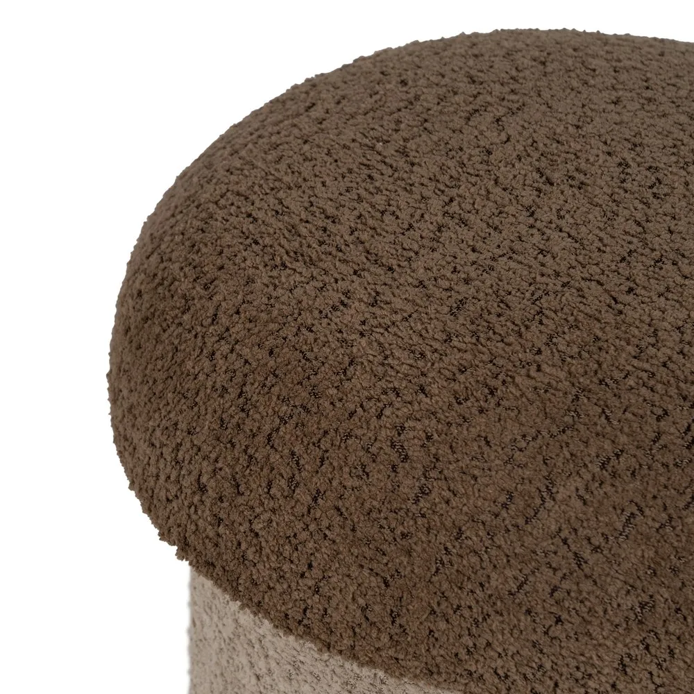 Set 2 Taburete Rotunde Maro și Bej - Stofă Tip Bucle | Creativdeco.ro [4]