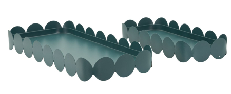 Servirea mesei - Set 2 tavi dreptunghiulare metalice verde petrol pentru living HORECA