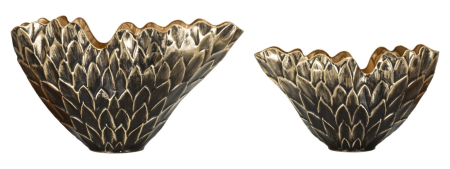 Obiecte decorative - Set 2 vaze glam cu model solzi negru și auriu