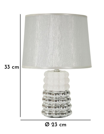 Veioze din ceramică alb-argintiu cu abajur textil – imagine principală – Lace [5]