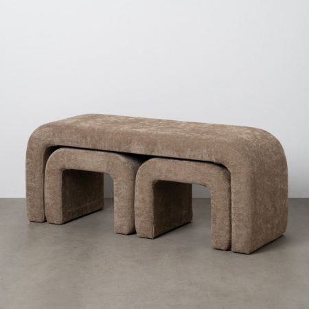 Set modular 3 băncuțe taupe cu design curbat – stil postmodern [1]