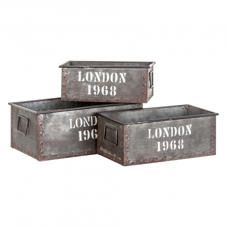 Cutii decorative - Set 3 cutii metalice Ostrava|Cutii decorative industriale