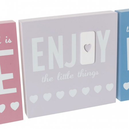Set 3 plăcuțe decorative pastel cu mesaje motivaționale, MDF 20x20cm, 3.5cm grosime [2]