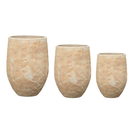 Ghivece, Suporturi flori - Set 3 ghivece ceramice bej mat pentru decor interior