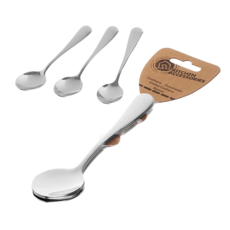 Minimalist - Set 3 lingurițe de ceai din oțel inoxidabil lucios cu căuș rotund și mâner lat