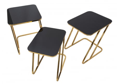Masute Aurii Stivuibile Blat Sticla Neagra CreativDeco [2]