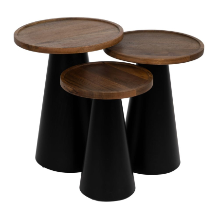 Imagine set 3 mese de cafea mango picioare negre [2]