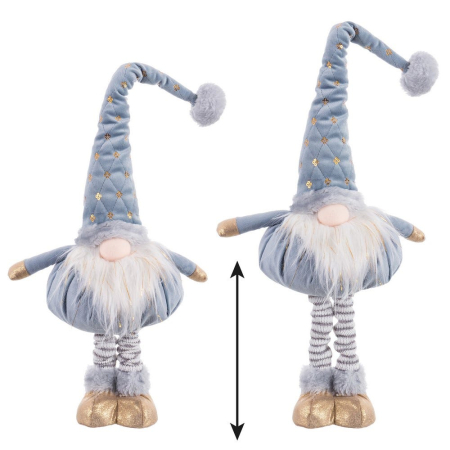 Craciun - Set 3 Moși Crăciun decorativi albaștri extensibili în picioare din stofă