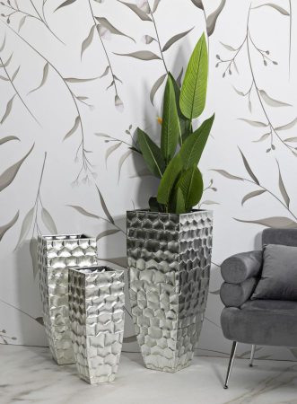 Set 3 suporturi ghivece inalte argintii | CreativDeco [1]
