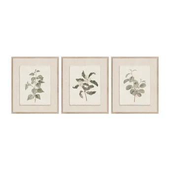 Tablouri - Set 3 tablouri botanice cu imprimeuri pe bumbac Herbarium