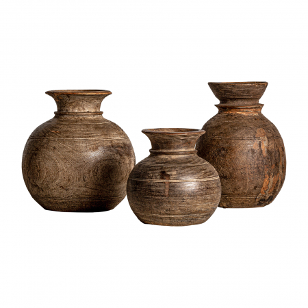 Vaze - Set vaze etnice unicat lemn reciclat|Decor sustenabil
