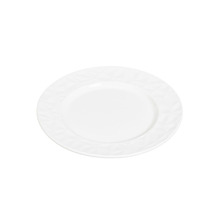 Colectia noua - Set de patru farfurii de desert din porțelan alb, cu frunze în relief fin