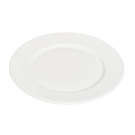 Farfurii - Set 4 farfurii întinse din porțelan alb cu margine striată din colecția Lines de 27 cm