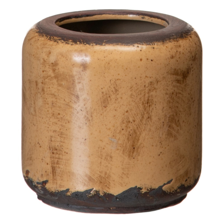 Ghivece, Vase Exterior - Set 4 ghivece decorative din ceramică maro cu glazură reactivă