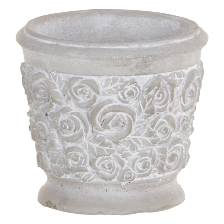 Ghivece, Vase Exterior - Set 4 ghivece decorative din ciment cu model floral sculptat