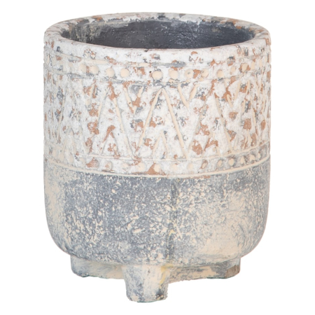 Ghivece, Vase Exterior - Set 4 ghivece decorative din ciment cu model geometric antichizat