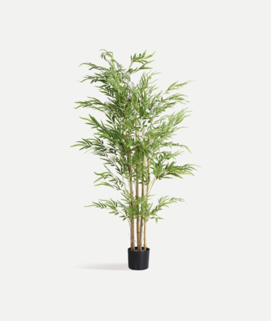 Flori, Plante artificiale - Set 4 plante decorative bambus artificial verde cu ghiveci – set 4 bucăți pentru decor modern
