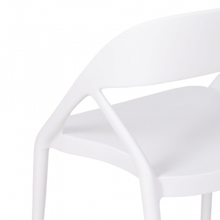 Scaune albe cu brațe, din polipropilenă, design curbat – set 4 bucăți stivuibile [9]