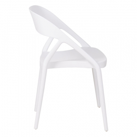 Scaune albe cu brațe, din polipropilenă, design curbat – set 4 bucăți stivuibile [2]