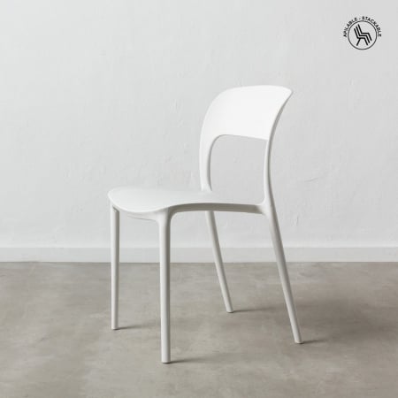 Scaune Stivuibile - Scaune albe din polipropilenă, stivuibile și ergonomice – set 4 bucăți