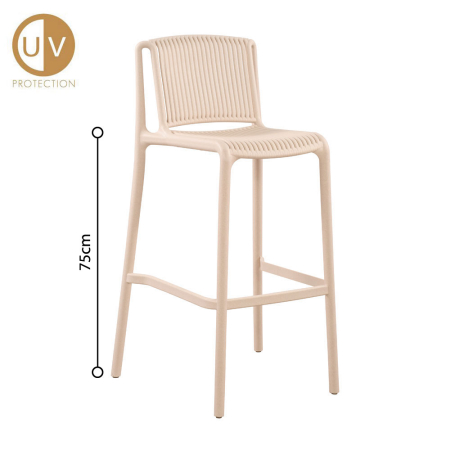 Mobilier Gradina in Stil Scandinav - Set 4 scaune de bar din polipropilenă crem stivuibile