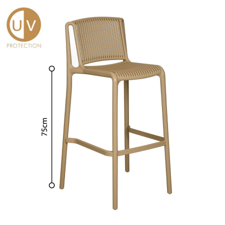 Mobilier Gradina in Stil Scandinav - Set 4 scaune de bar HoReCa din polipropilenă bej stivuibile