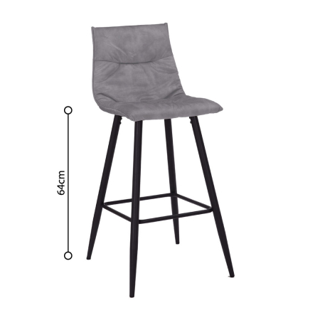 Scaune de bar - Set 4 scaune de bar din catifea gri deschis cu metal negru