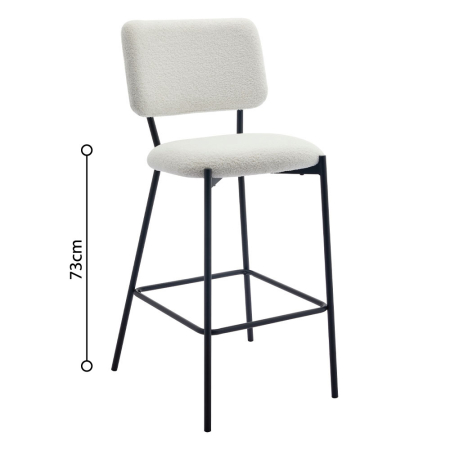 Scaune - Set 4 scaune de bar din stofă bouclé albă cu metal negru