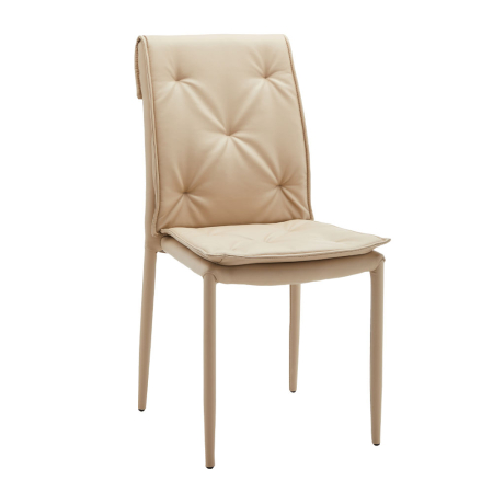 Mobilier - Set 4 scaune de dining din piele ecologică crem