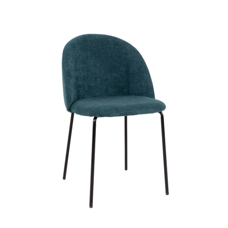 Scaune Dining - Set 4 scaune de dining din stofă albastră chenille