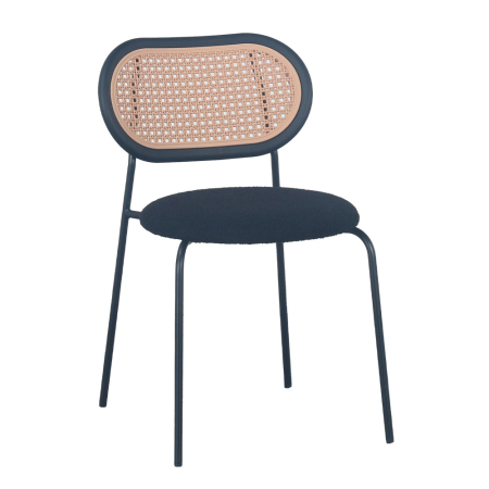 Mobilier - Set 4 scaune de dining din stofă boucle negru