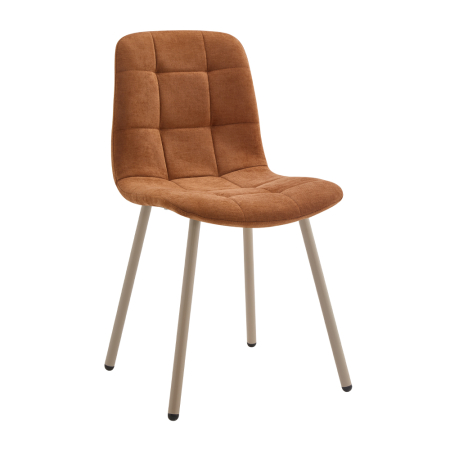 Scaune in Stil Contemporan - Set 4 scaune de dining din stofă chenille maro caramel