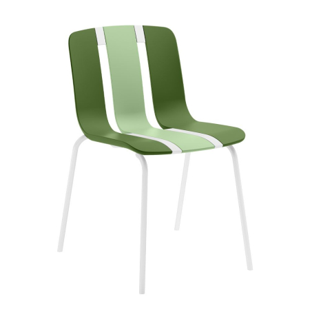 Mobilier - Set 4 scaune de dining din polipropilenă cu șipci verzi