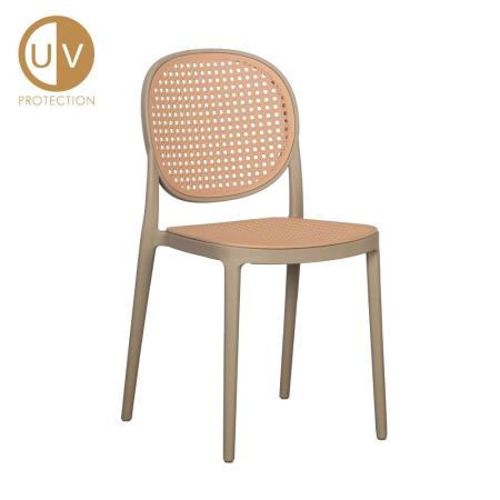 Scaune Dining - Set 4 scaune de dining și grădină din polipropilenă bej