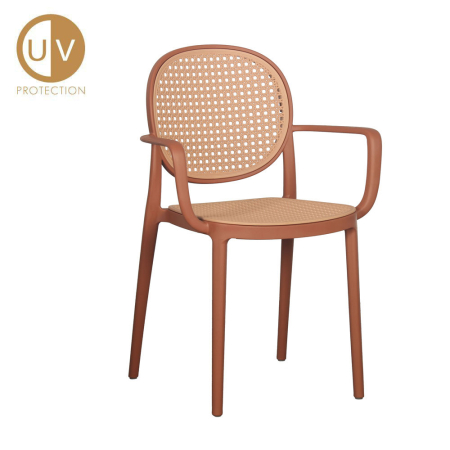 Scaune Dining - Set 4 scaune de dining și grădină din polipropilenă teracota