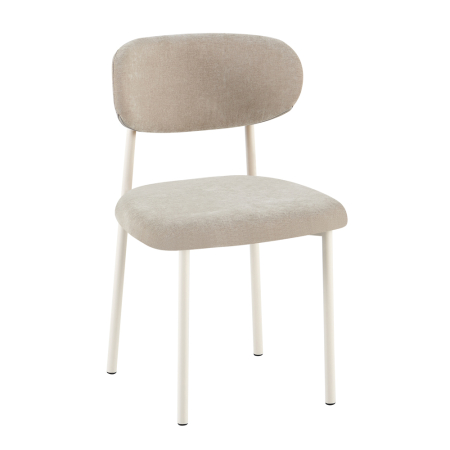 Scaune Dining - Set 4 scaune dining și Horeca din stofă bej cu metal crem