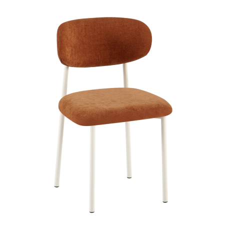Scaune Dining - Set 4 scaune dining și Horeca din stofă cărămizie cu metal crem