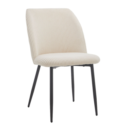 Scaune Dining - Set 4 scaune dining și Horeca din stofă crem reiată cu spătar curbat