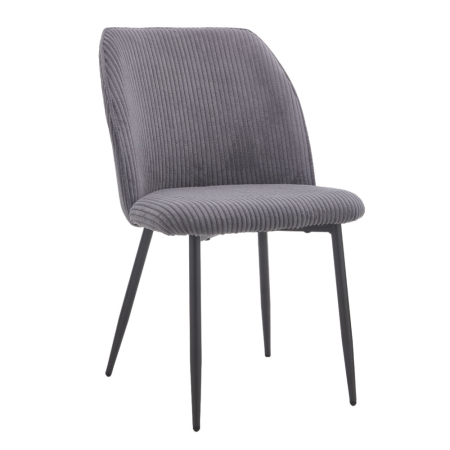 Scaune Dining - Set 4 scaune dining și Horeca din stofă gri reiată cu spătar curbat