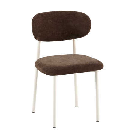 Scaune Dining - Set 4 scaune dining și Horeca din stofă maro închis cu metal crem