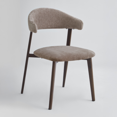 Scaune Dining - Set 4 scaune dining și Horeca din chenille bej cu spătar curbat