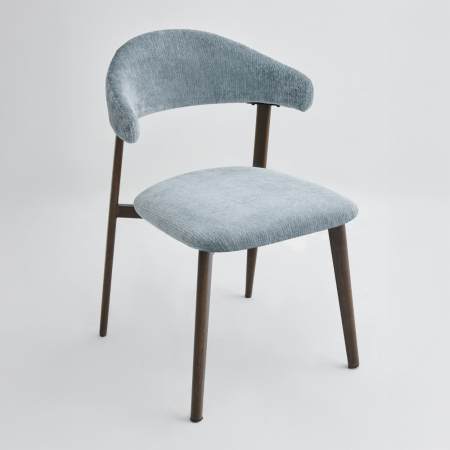 Scaune Dining - Set 4 scaune dining și Horeca din chenille bleu cu spătar curbat