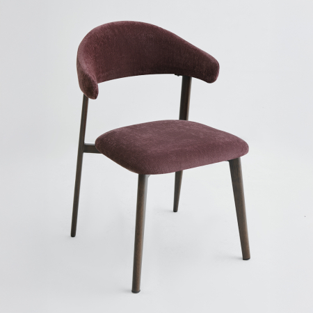 Scaune Dining - Set 4 scaune dining și Horeca din chenille bordo cu spătar curbat