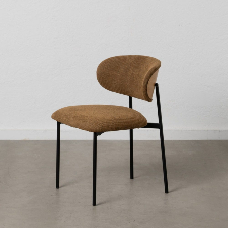 Scaune in Stil Modern - Set 4 scaune dining din stofă maro și metal negru