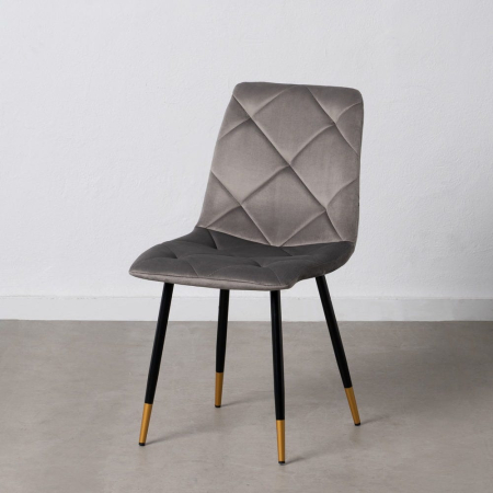 Scaune in Stil Modern - Set 4 scaune dining HoReCa din catifea gri cu picioare negre și vârfuri aurii